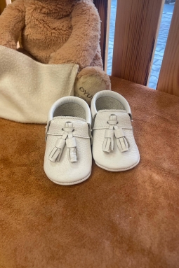 Alban Hakiki Deri Erkek Bebek Ayakkabısı Beyaz